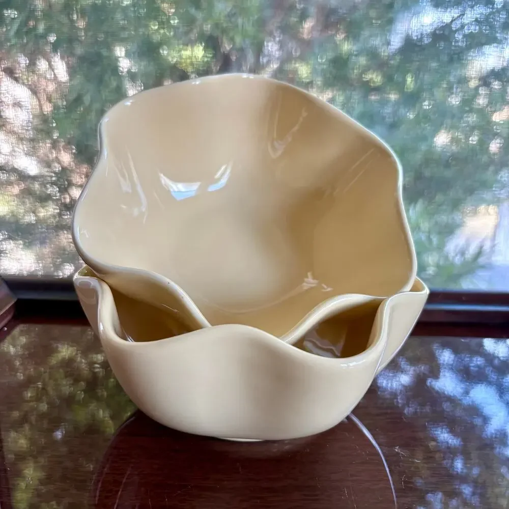 Gale Pittman Southern Living at Home Yellow Wavy Hospitality Bowls Set of 2
